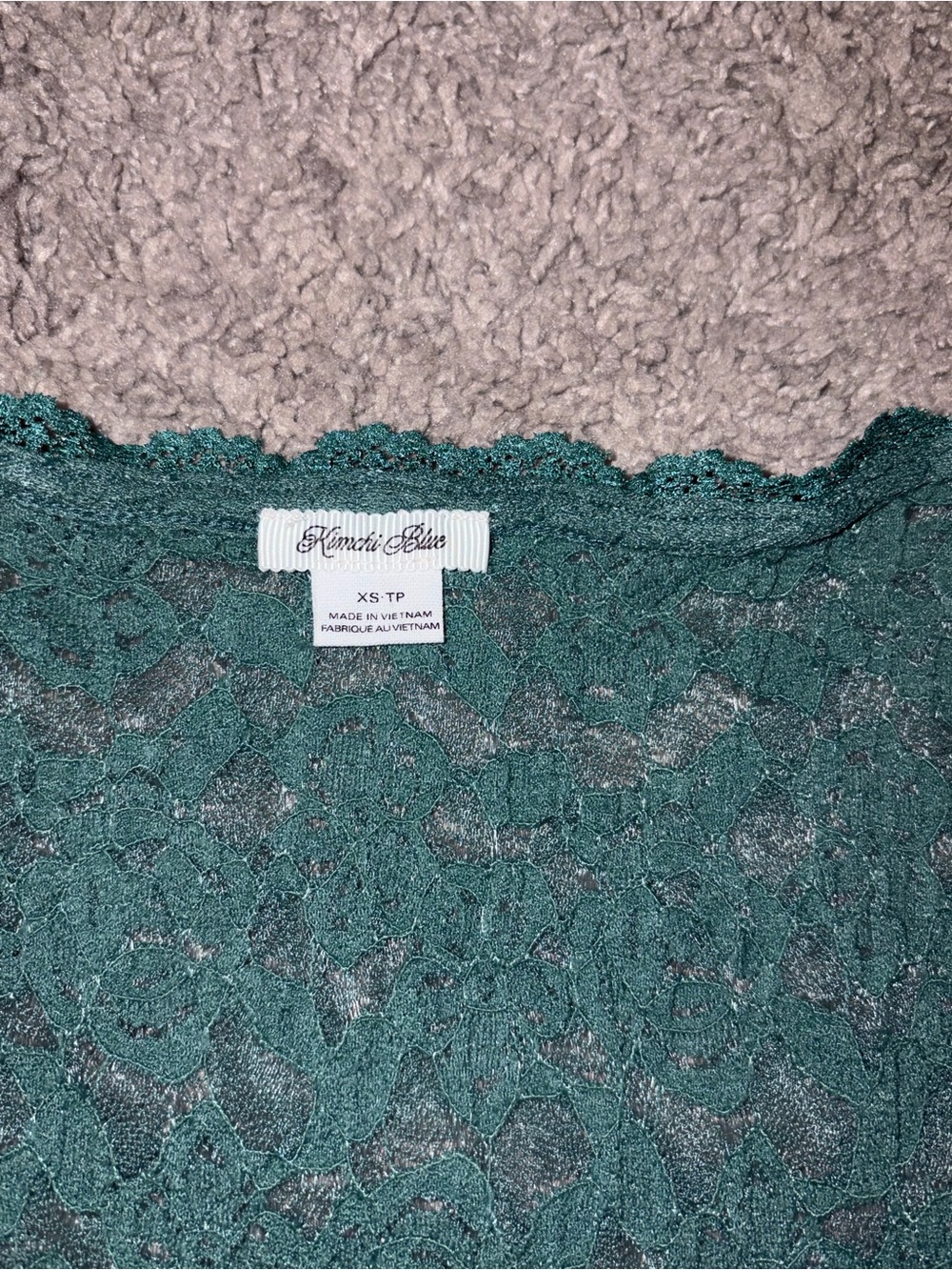 Kimchi Blue Teal Floral Lace Short Sleeve Top - Picture 2 of 6